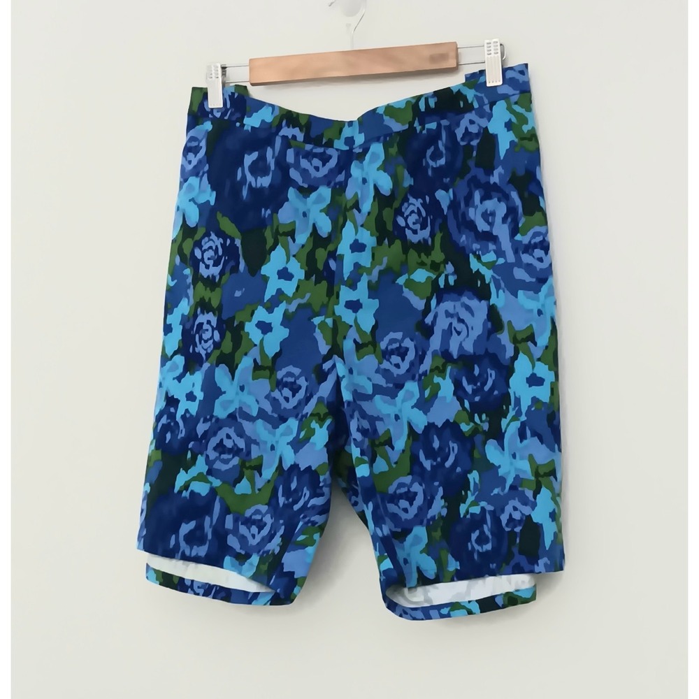 Isaac‎ Mizrahi Live! Women's Size 24WP Stretch Bermuda Shorts Blue Floral Petite